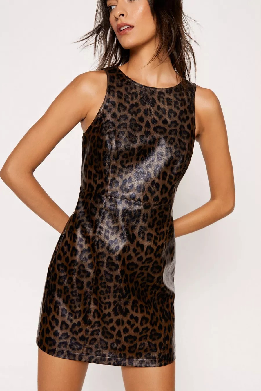 Premium Leopard Faux Leather Dress | Nasty Gal US