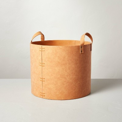 Large Faux Leather Storage Bin Camel Brown - Hearth & Hand with  | eBay | eBay US