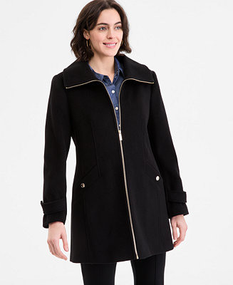MICHAEL Michael Kors Women's Collared Zip-Front Coat - Macy's | Macy's