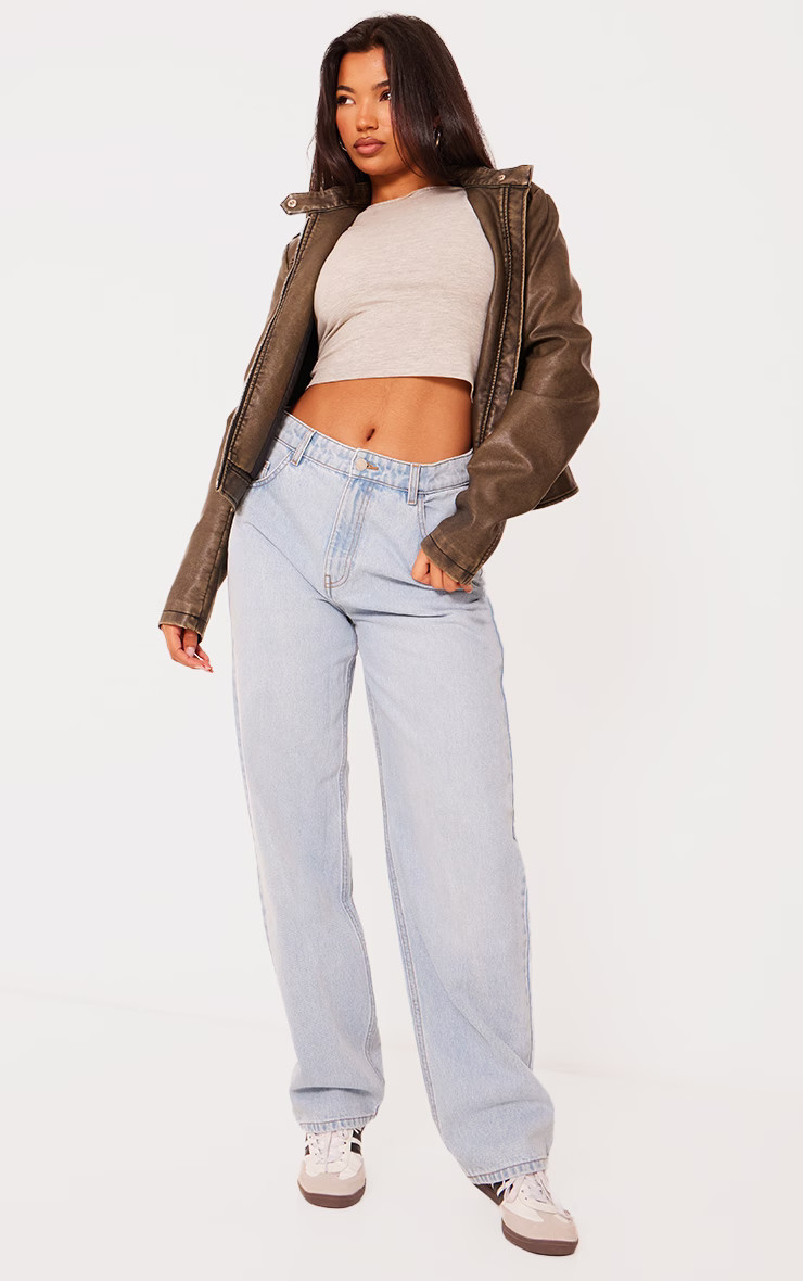 PRETTYLITTLETHING Light Blue Wash High Rise Boyfriend Jeans | PrettyLittleThing US