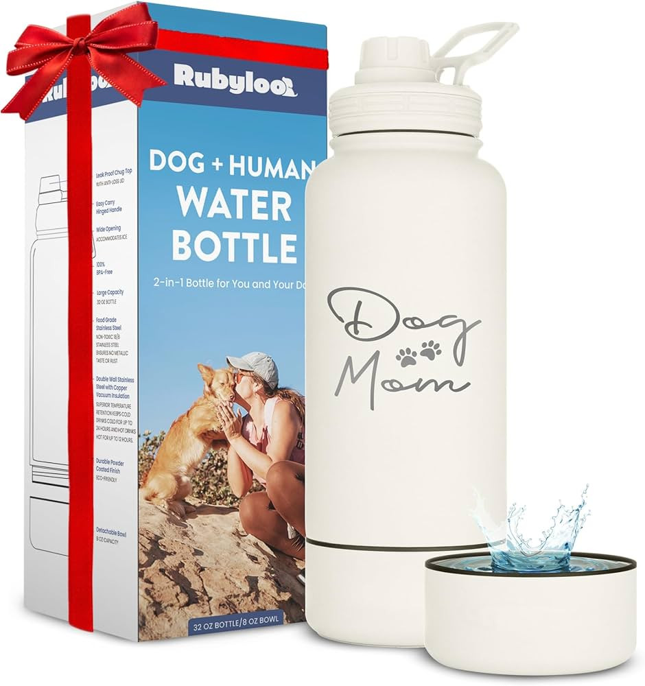 Rubyloo Dog Mom Water Bottle with Detachable Bowl for Dog Lovers | Amazon (US)