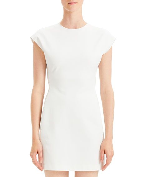 Theory Structured Double-Stretch Fitted Short-Sleeve Dress | Neiman Marcus
