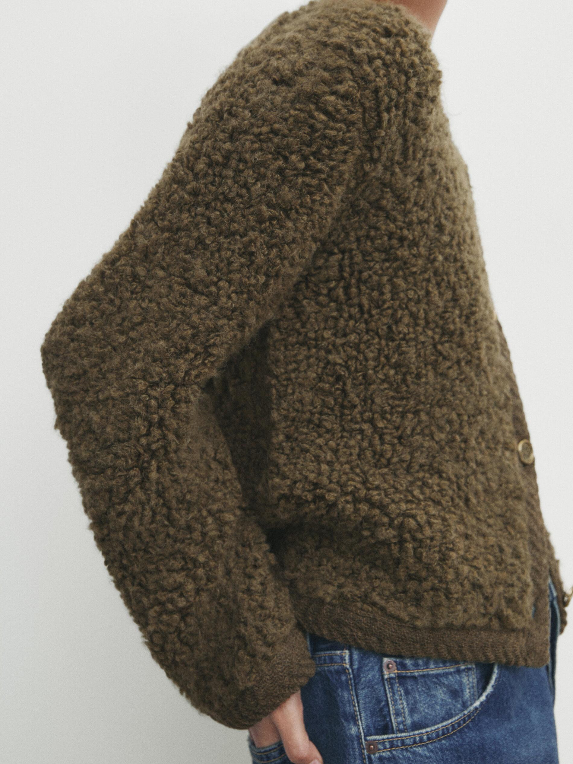 Bouclé knit cardigan with buttons | Massimo Dutti US