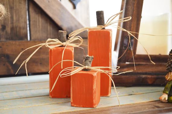 Wood Pumpkin Set Wood Pumpkins Fall Decor Thanksgiving | Etsy | Etsy (US)