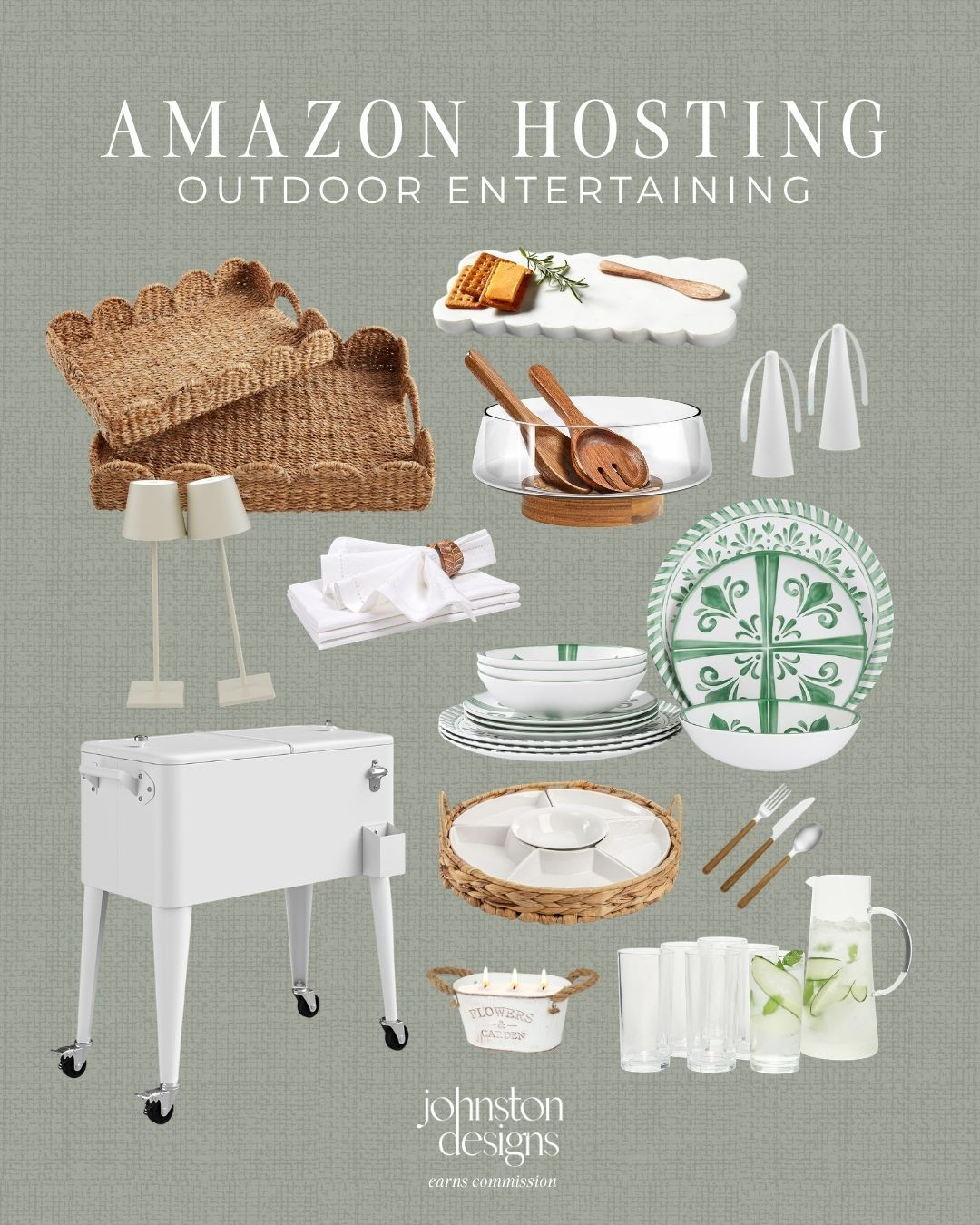 Amazon hosting finds for easy outdoor entertaining all summer long. 🌿

Amazon home, outdoor entertaining, summer hosting, serving trays, scalloped tray, dinnerware set, salad bowl, cloth napkins, table lamps, rolling cooler, appetizer platter, pitcher, glassware, flatware, candle, patio party, backyard decor 

 #LTKSeasonal #LTKHome