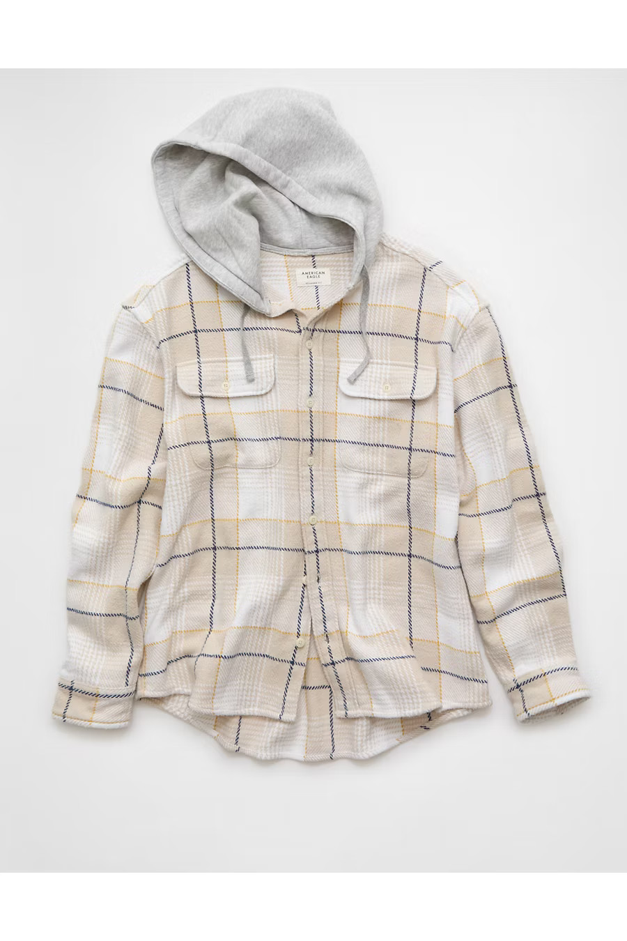 AE Hooded Flannel Men's Tan L | American Eagle Outfitters (US & CA)