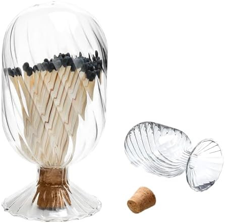 Helix Shaped Match Cloche Glass Holder, Upside Down Matches Holder for Scented Candle on Dining T... | Amazon (US)