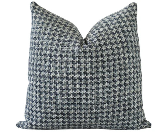 Blue Woven Pillow Cover 18x18 Navy Pillow Cover Navy and - Etsy | Etsy (US)