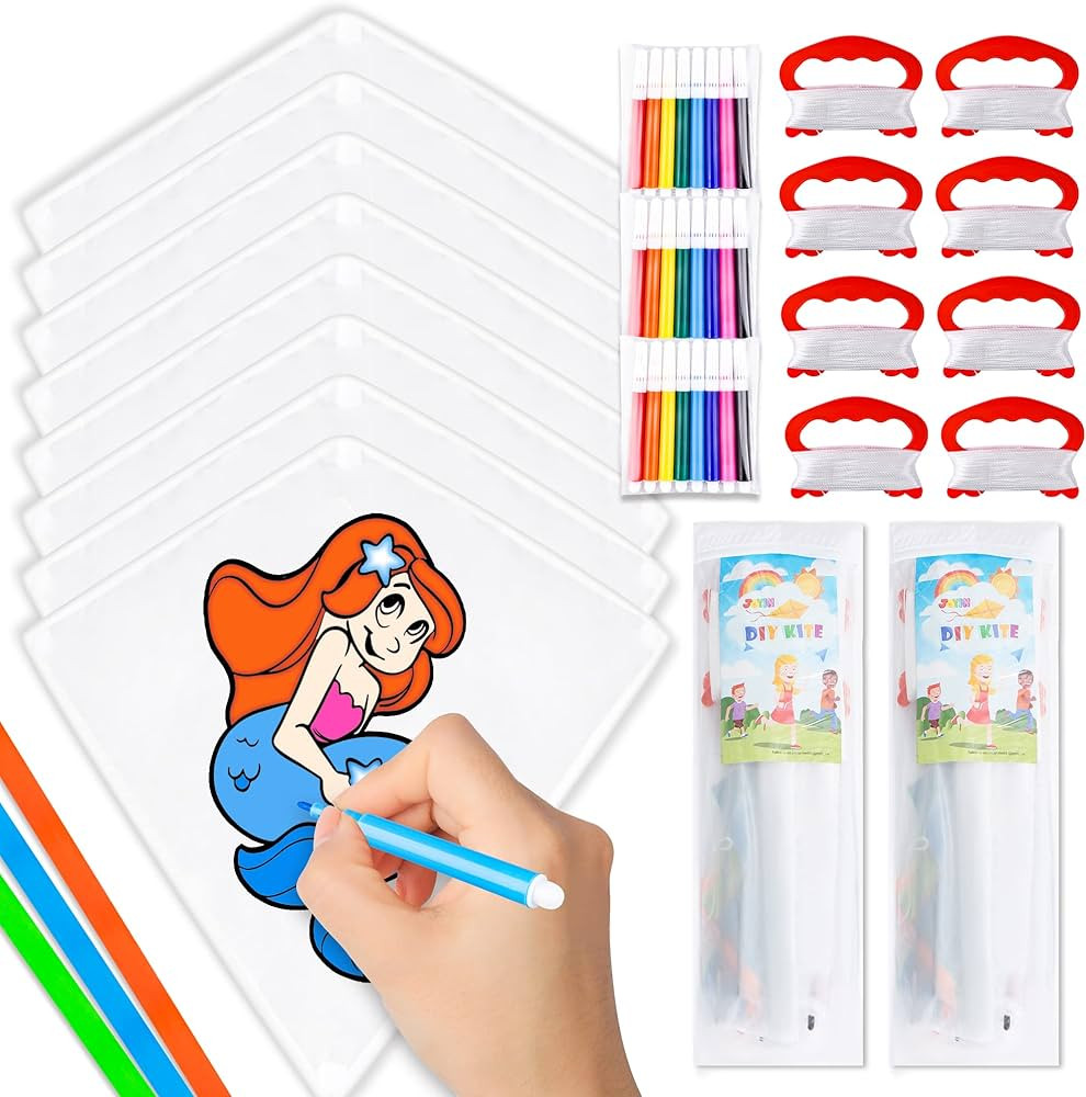 JOYIN 8 Packs DIY Blank Kite with Watercolor Pens, Decorating Coloring and Kids Making Craft Kits... | Amazon (US)