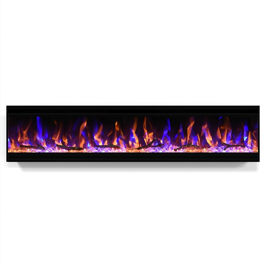 50 inch Electric Fireplace, 4.3" Ultra-Thin Electric Fireplace Inserts, Ultra-Narrow Frame, Wall ... | Amazon (US)