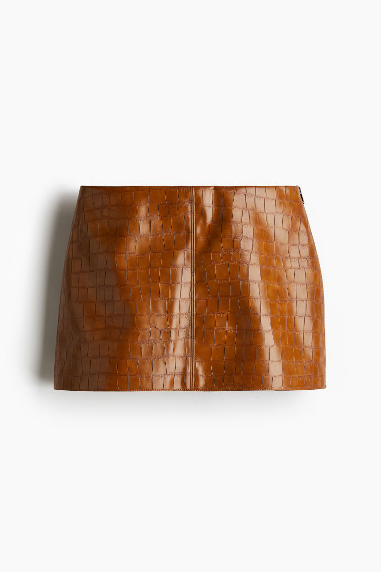 H & M - Coated Mini Skirt - Beige | H&M (US + CA)