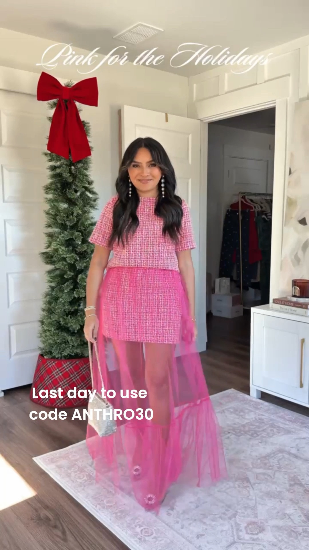 Holiday Outfits - Anthropologie Discount Code!
Use code: ANTHRO30 for 30% off through 11/23 plus spend $200 and get $50 for gifting on 12/11
For reference: I’m 5’0, 32b bra size, and 2/26 in bottoms, pear shaped. 
*Everything I share is unaltered! TTS means true to size. Between size 5-6.6 in shoes

Red tartan plaid bow mini dress size xs petite TTS
Black tights size small TTS
Black heels size 5 TTS

Pink Raspberry tweed short sleeve top size xxs regular TTS
Pink Raspberry tweed tulle overlay skirt size xs regular TTS
Rhinestone heels - old, similar linked

Black faux fur jacket size xxs regular TTS
Green tartan plaid tiered maxi dress sized xs regular TTS
Gold heels size 5 TTS

Blue green floral off the shoulder maxi dress size xs regular TTS
Rhinestone heels - old, similar linked

Pink velvet tie neck mini dress size xxs regular TTS
Rhinestone heels - old, similar linked

Champagne metallic textured bow lady jacket size xxs regular TTS
Black and ivory polka dot bow skirt size small TTS
Black tights size small TTS
Black heels size 5 TTS

Black and white bow texture mini swing dress size xs petite TTS
Black tights size small TTS
Black heels size 5 TTS





anthropologie holiday dress
christmas dress petite
nye dress petite
holiday party dress
festive dress anthropologie
petite formal dress
petite cocktail dress
sparkly holiday dress
gold holiday dress
red christmas dress
green holiday dress
winter wedding guest dress
petite event dress
christmas party outfit
nye outfit ideas
Rachel Miranda Blog
Honeysweetpetite
Cyber monday
Black friday


Comment SHOP below to receive a DM with the link to this post on my LTK ⬇ https://liketk.it/5zzx0 #ltkgiftguide #ltkcyberweek #ltkholiday

#LTKHoliday #LTKCyberWeek #LTKPetite