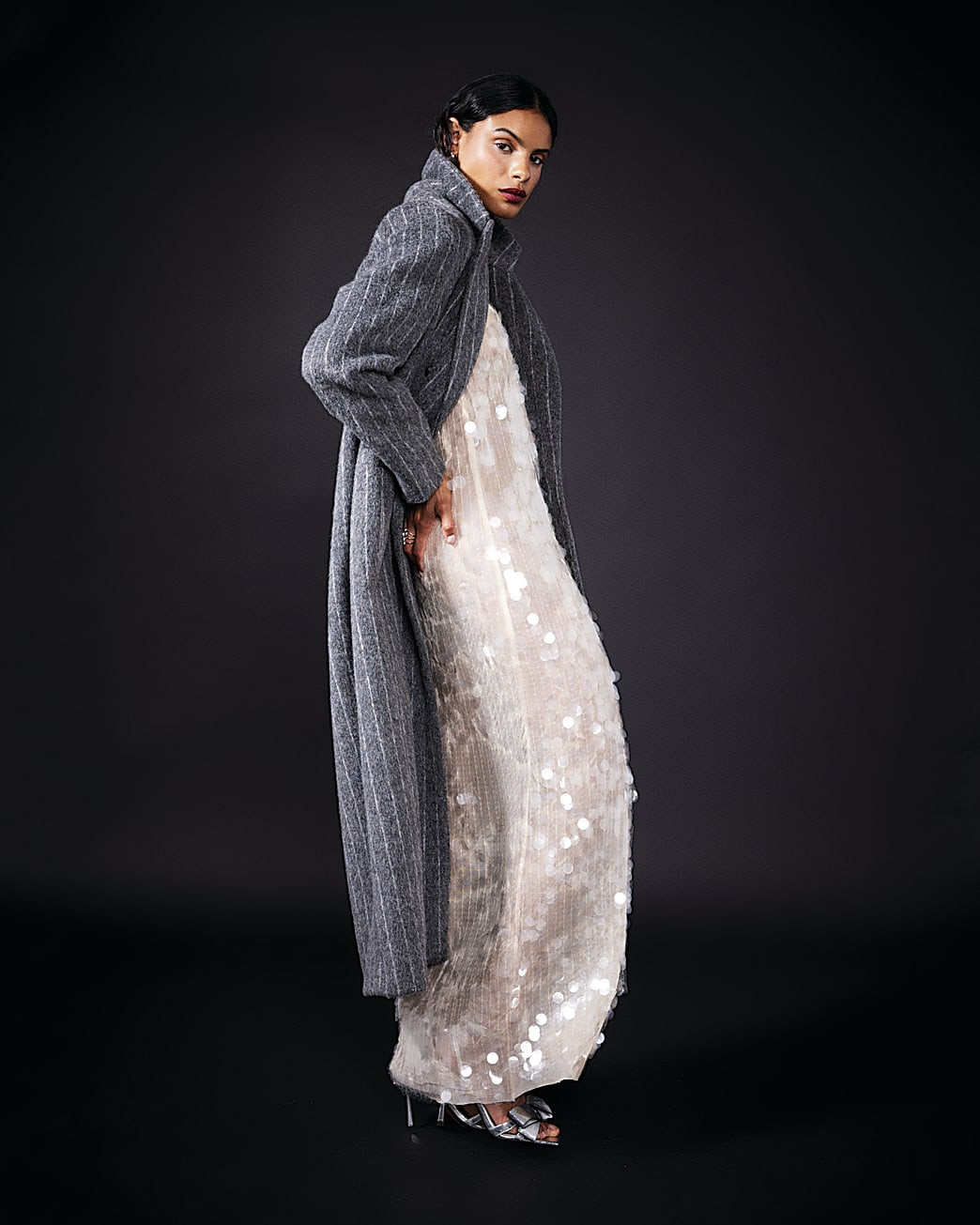 Cream Strappy Sequin Slip Dress | River Island (UK & IE)