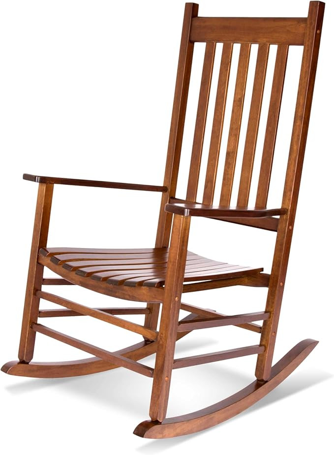 Shine Company Vermont Porch Rocker, High Back Wood Rocking Chair, Oak | Amazon (US)