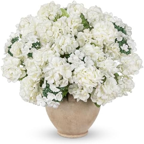 White Geranium Artificial Flowers Realistic for Outdoor 15.7’’ Extra Full UV Resistant Faux G... | Amazon (US)