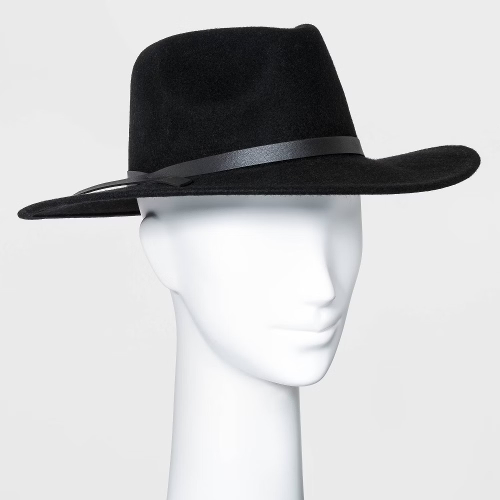 Women's Wide Brim Felt Fedora Hat - Universal Thread Black | Target