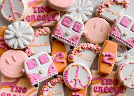 Two groovy birthday cookies | Etsy (US)