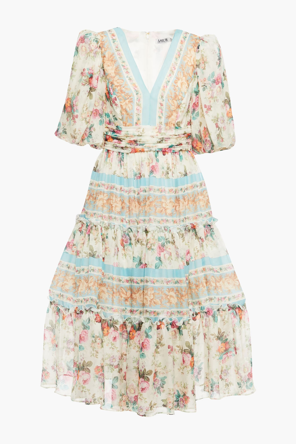 Ornella tiered floral-print silk-chiffon midi dress | The Outnet (US and CA)