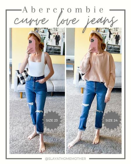 My new favorite jeans! If you have an hourglass shape or figure to you - these curve love jeans are incredible! Feel like they were made for me! I find the 24 to feel a little loose and prefer the 23, but both are comfortable and fit well.

Typical size 00-0 depending on the brand and jean fit.

Abercrombie jeans, curvy jeans, abercrombie mom, hourglass figure, Petite style, size 23, size 24, mom jeans, petite outfit 

#LTKFind #LTKstyletip #LTKunder100