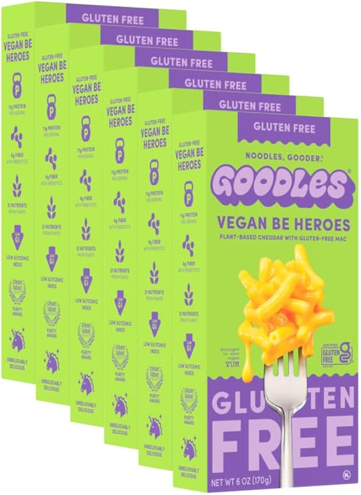 GOODLES Gluten-Free Vegan Be Heroes Mac and Cheese 6-pack, 6oz - 11g Protein & 4g Fiber per servi... | Amazon (US)