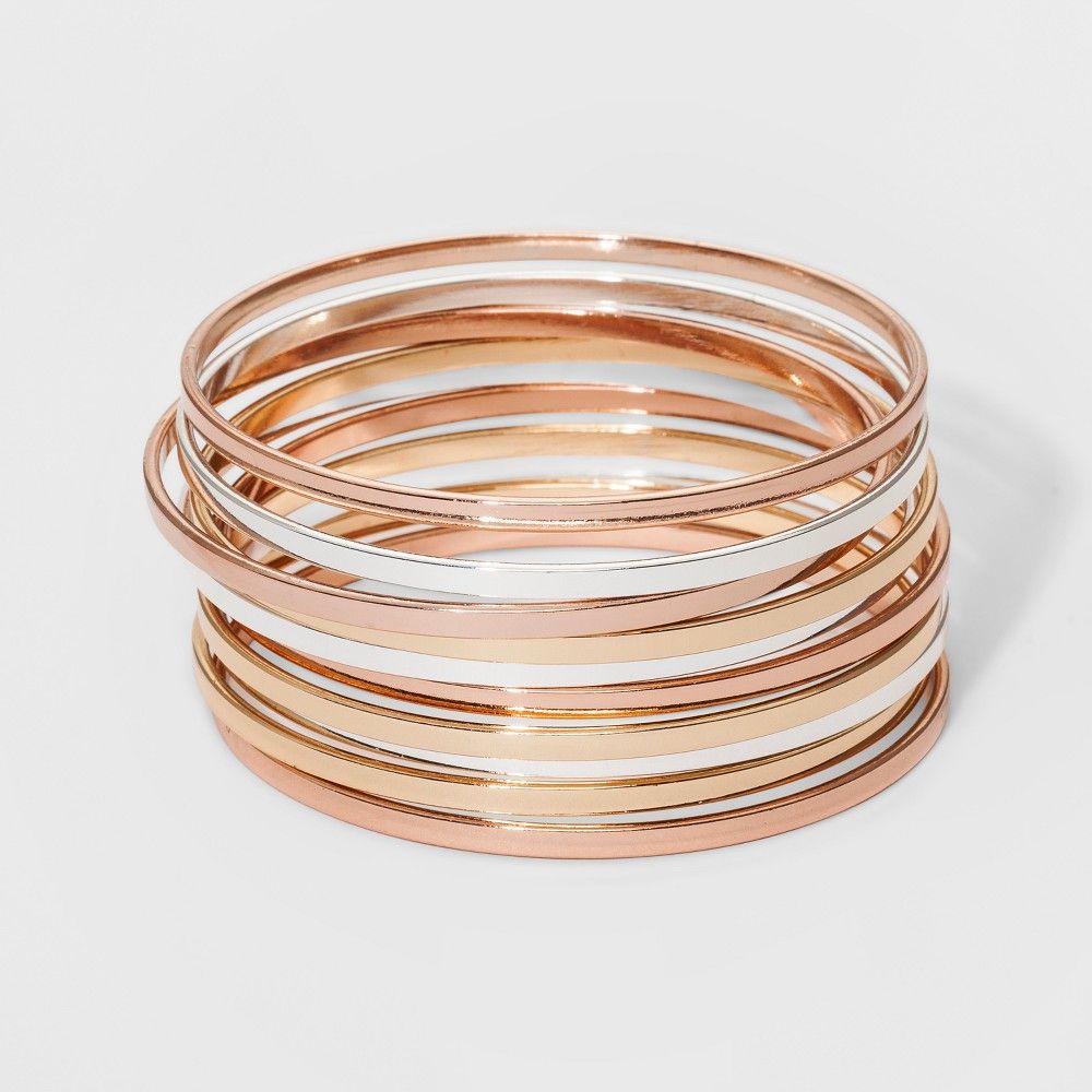 Bangle Bracelet 10pc - A New Day , Gold/Grey/Pink | Target