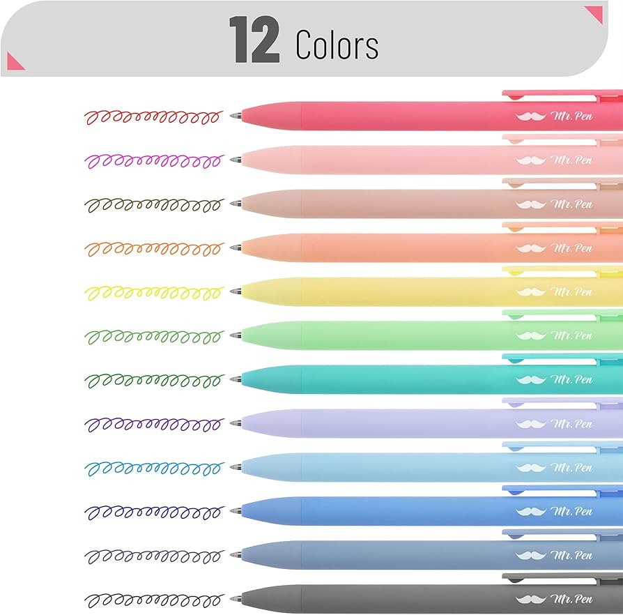 Mr. Pen- Retractable Gel Pens, 12 Pack, Fast Dry, Gel Pens Fine Point 0.7mm, Retractable Pens, Cu... | Amazon (US)