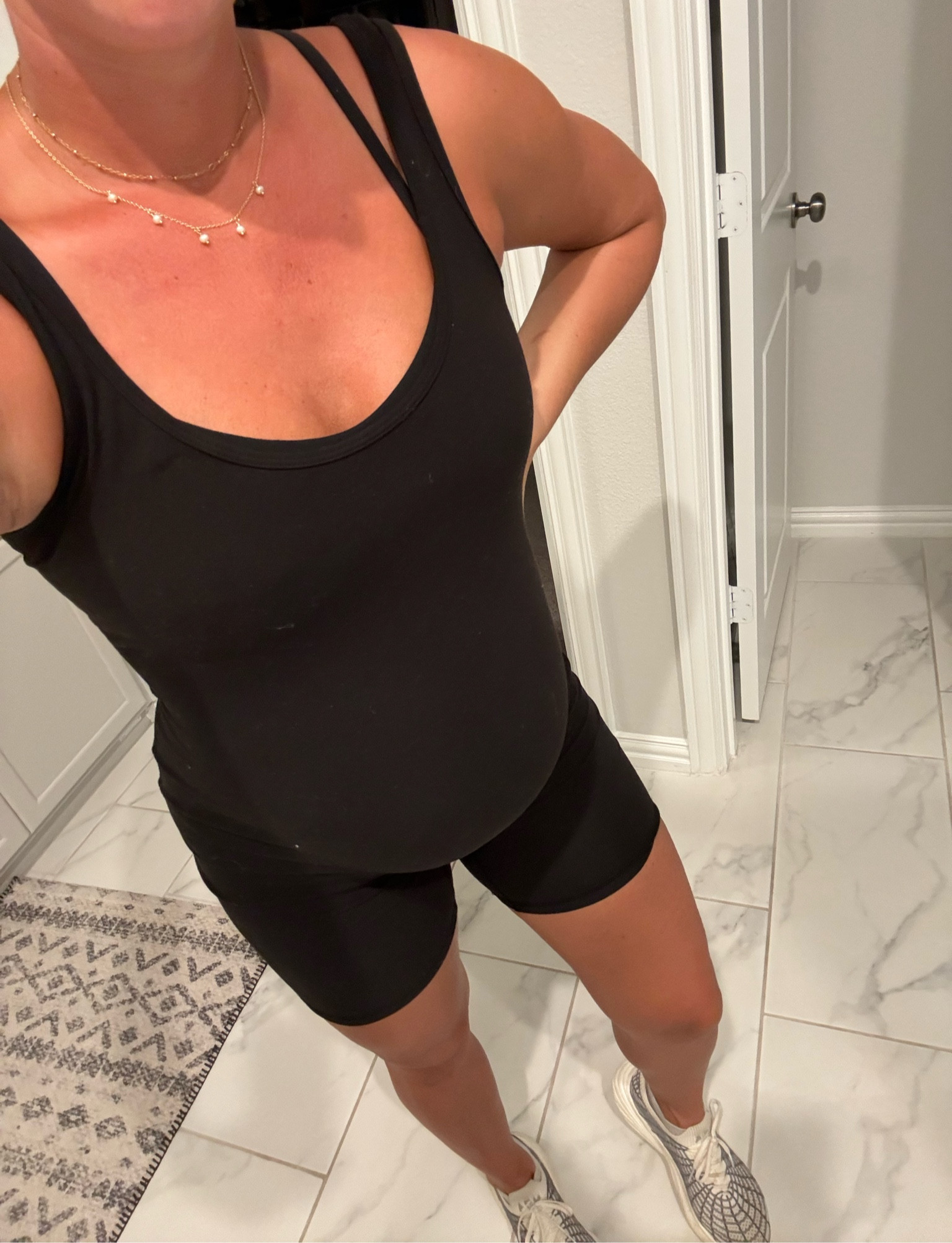 The comfiest maternity romper!!! Wearing size XS