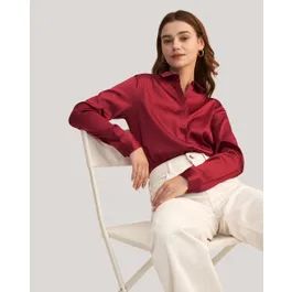 Long Sleeves Collared  Silk Blouse | LilySilk