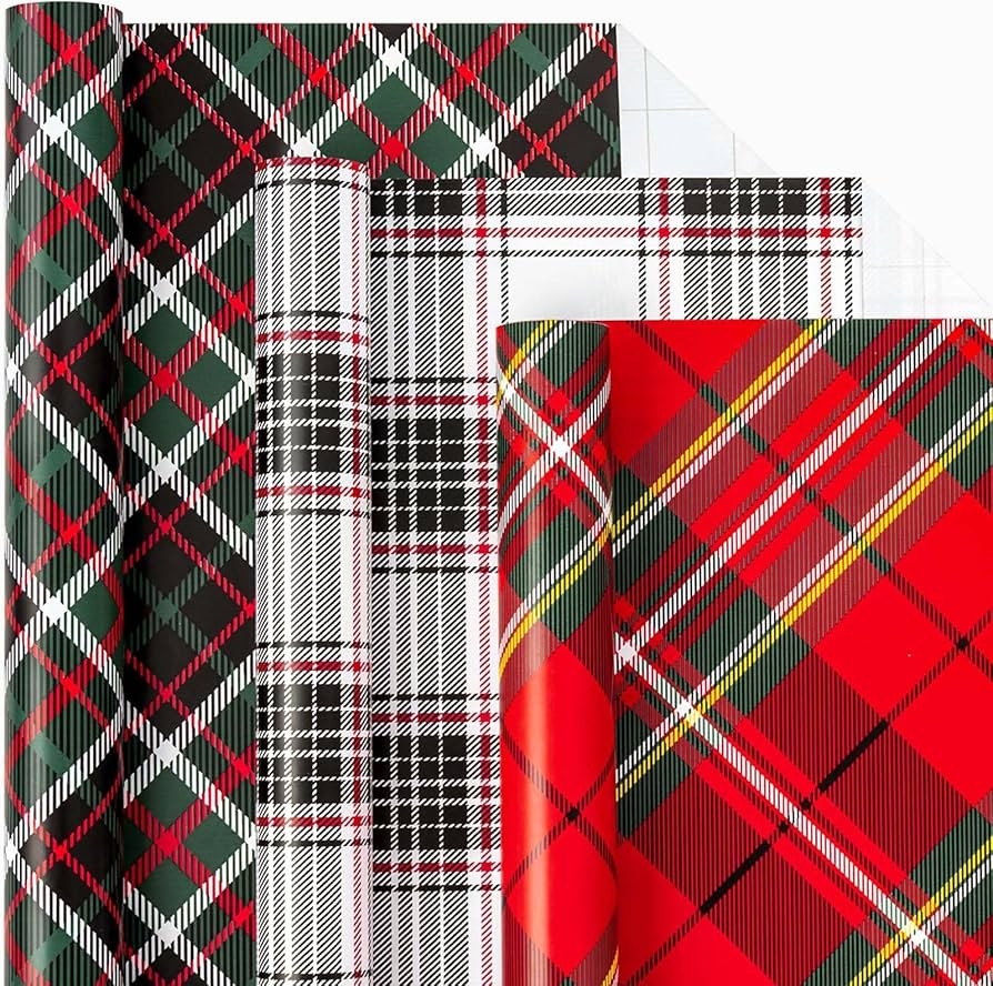 MAYPLUSS Christmas Wrapping Paper Roll - Mini Roll - 17.3 inch X 120 inch Per roll - 3 Different ... | Amazon (US)