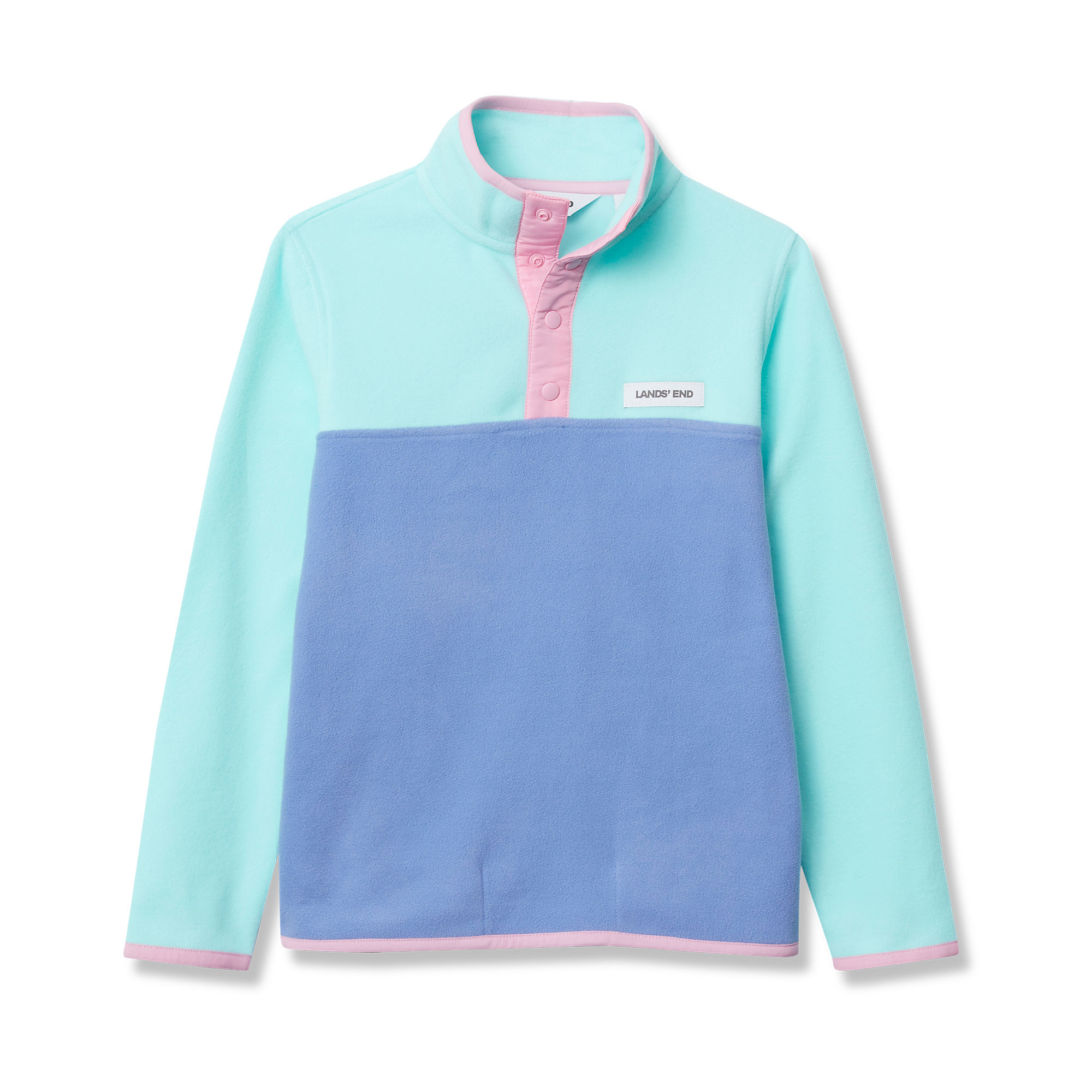 Kids Anyweather Fleece Snap Neck Pullover | Lands' End (US)