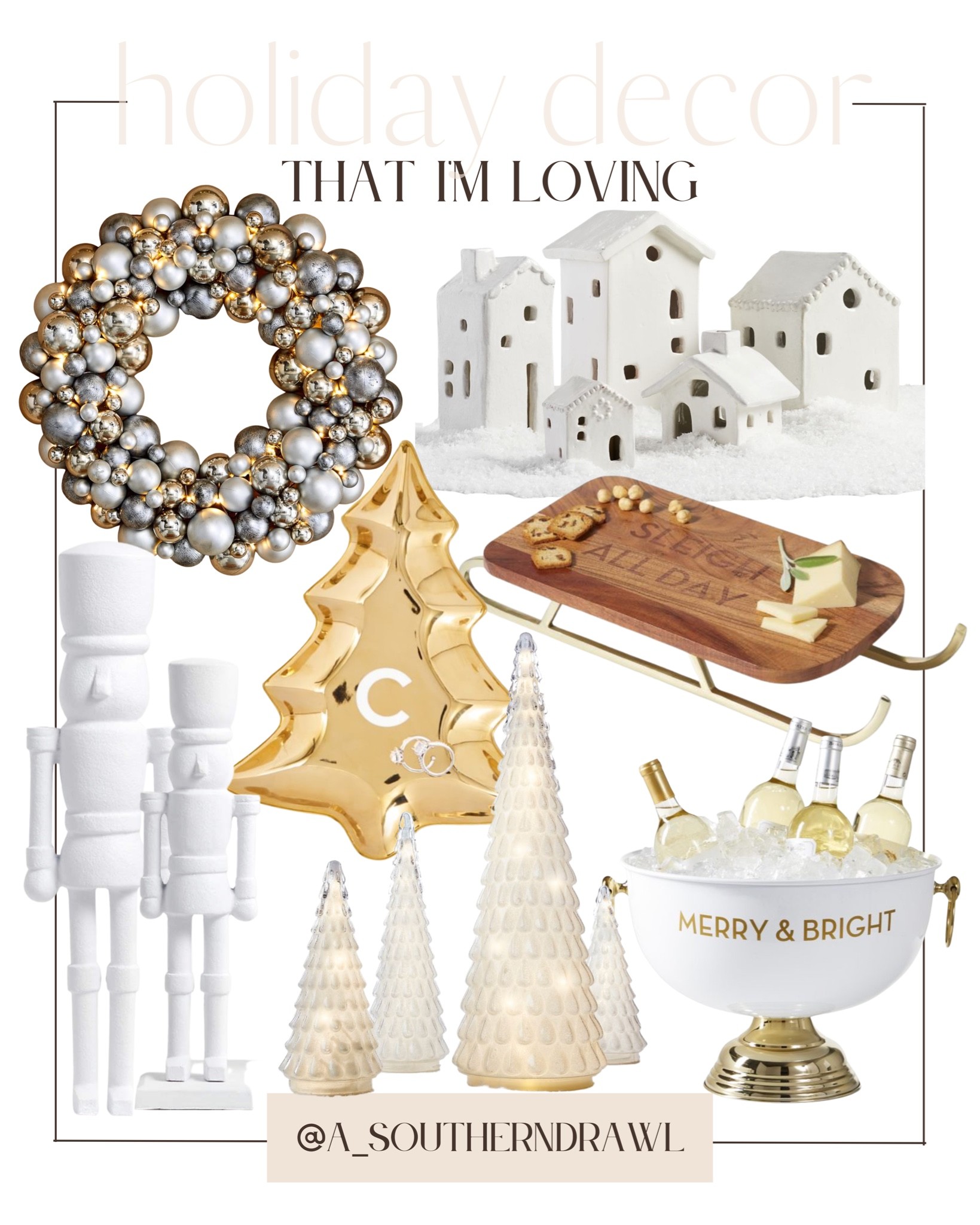 Ornament wreath - nutcrackers - cheese board - Christmas village - Christmas decor - holiday decor - home decor 

#LTKHoliday #LTKhome #LTKstyletip