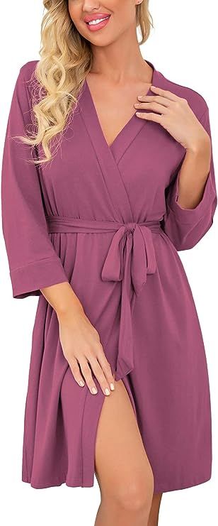 PrinStory Women Kimono Robes Short Lightweight Robe Soft Knit Sleepwear Casual Knit Bathrobe Ladi... | Amazon (US)