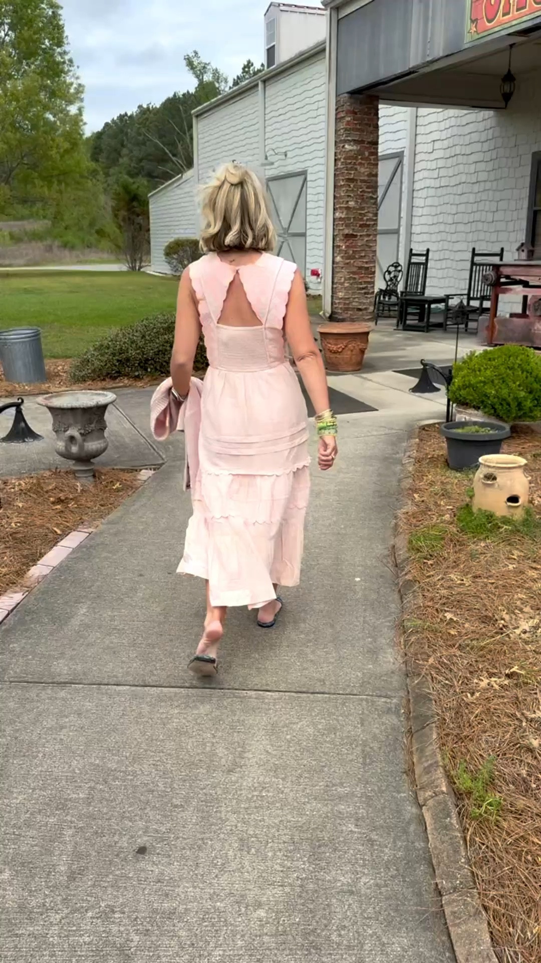 Oh this dress is such a yes!! The material is like a quilted cotton and has a gorgeous cut out in the back. I’m wearing an XS & 38.5 sandal (1/2 size up).

#LTKgrwm #LTKSeasonal #LTKootd