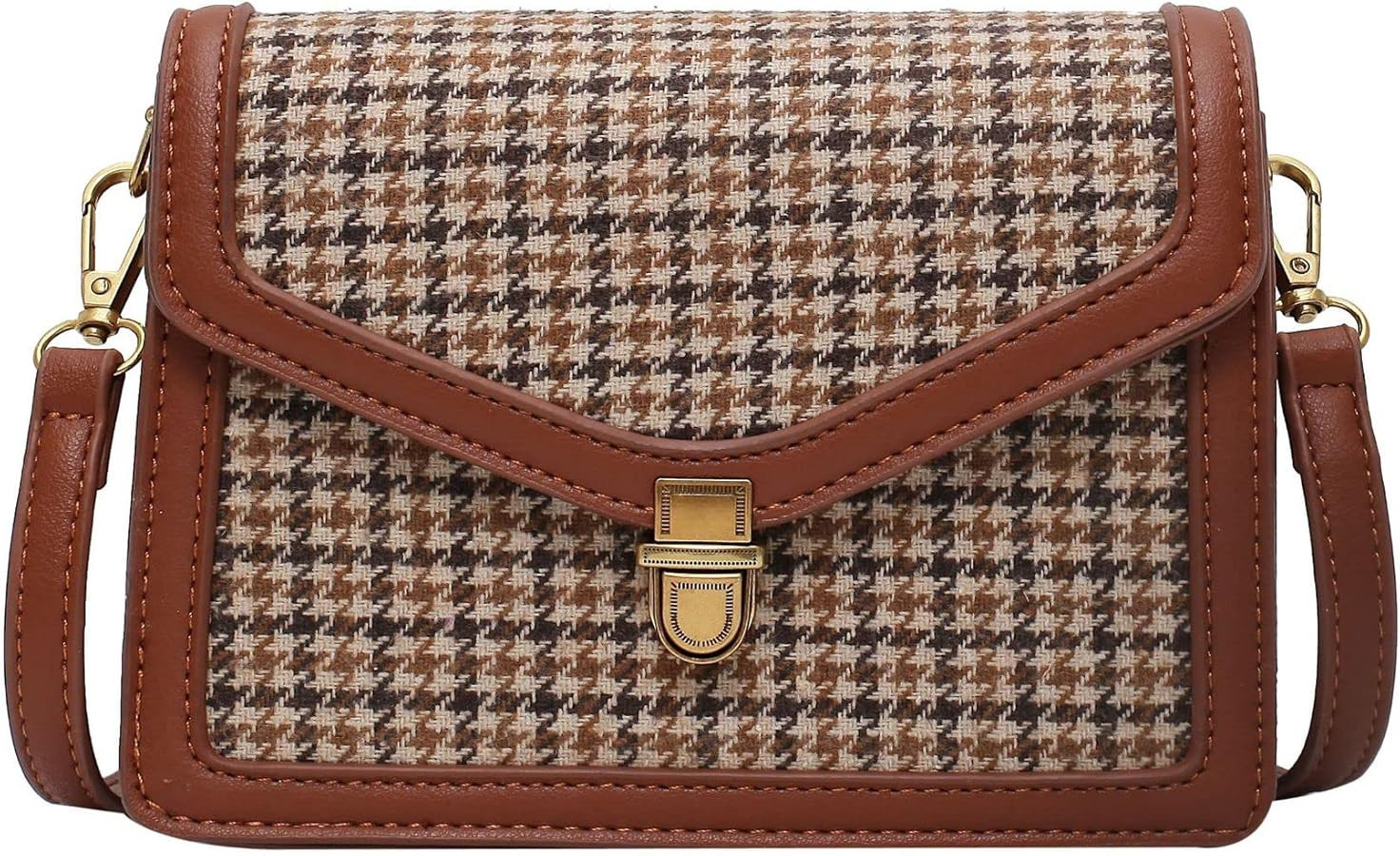 Vintage Plaid Crossbody Bag for Women PU Leather Small Messenger Shoulder Bag with Designer Chic ... | Amazon (US)