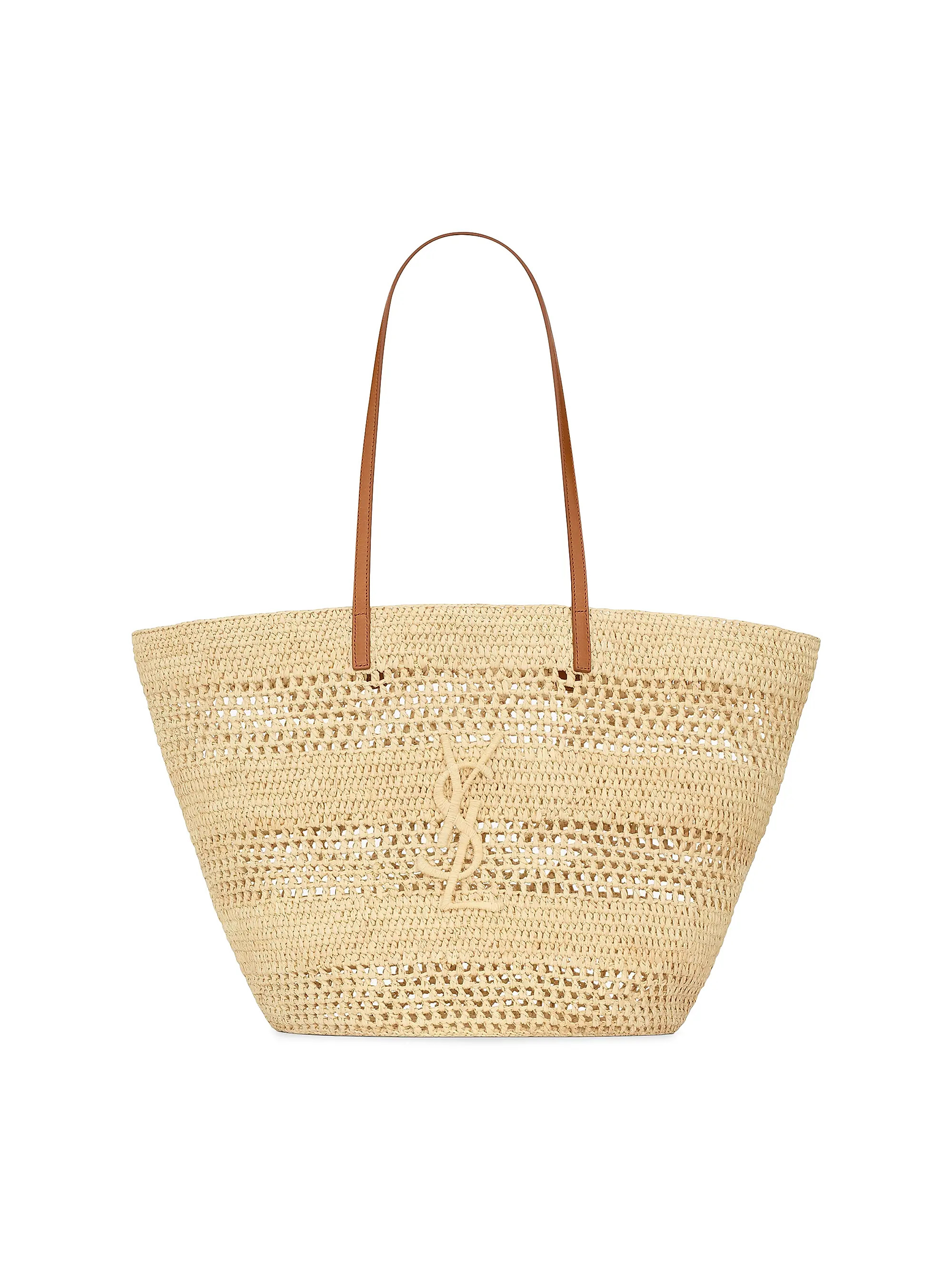 Saint Laurent Panier Medium Tote Bag in Raffia | Saks Fifth Avenue | Saks Fifth Avenue