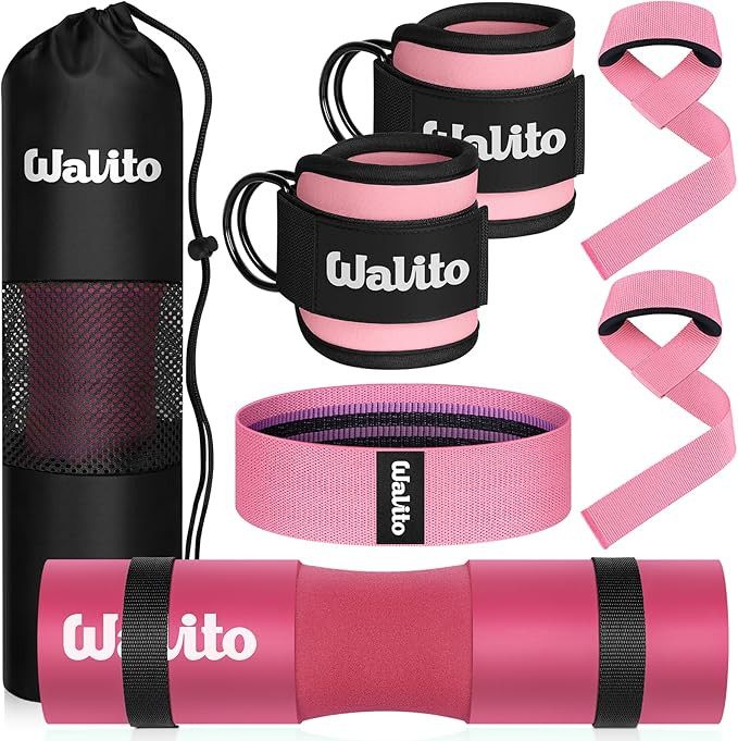 WALITO 7Pcs Barbell Pad Set for Hip Thrust - Squat Pad,Gym Accessories for Women with Bar Bad,Ben... | Amazon (US)