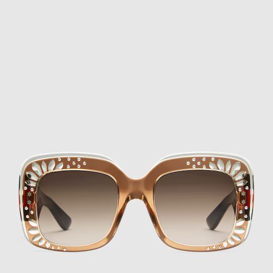 Oversize square-frame rhinestone sunglasses | Gucci (US)