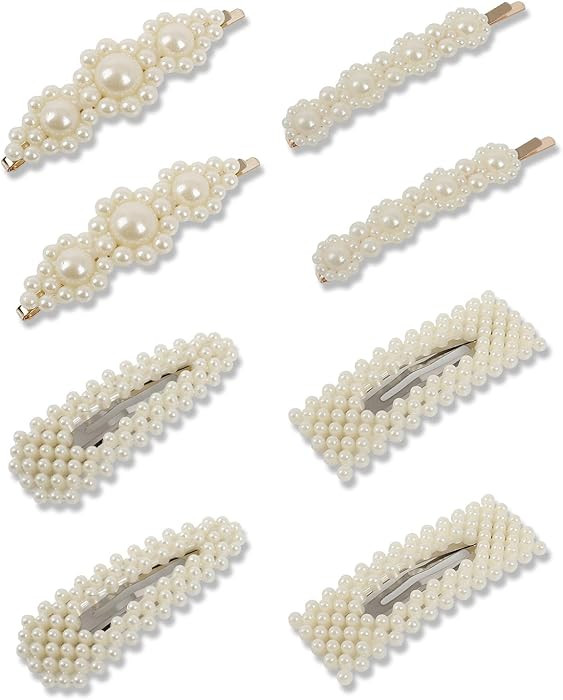8 PCS Pearl Hair Clips Large Pins Barrette Ties Hairpins for Woman Headwear Sweet Accessories Fas... | Amazon (US)