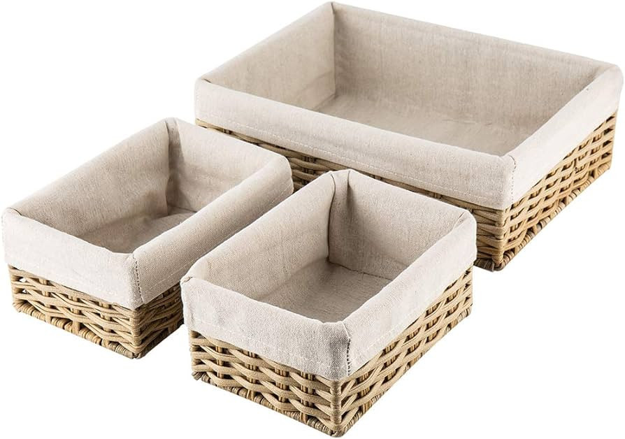 Hosroome Handmade Storage Basket Wicker Baskets for Organizing Shelf Baskets Woven Decorative Hom... | Amazon (US)