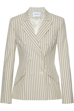 Double-breasted pinstriped cotton-blend blazer | The Outnet US