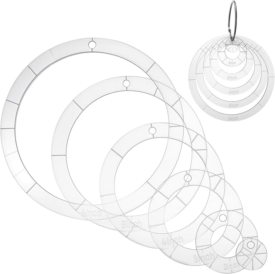 6 Pcs Circle Quilting Acrylic Template, 1/2/3/4/5/6 Inch Circle Ruler Quilting Template Set Clear... | Amazon (US)