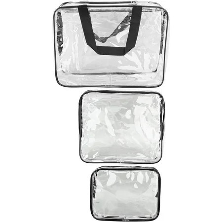 Clear Travel Bags Clear Cosmetic Bags Large Capacity Easy to Clean 3 Pieces PVC with Carrying Handle for Fitness for Jewelry | Walmart (US)