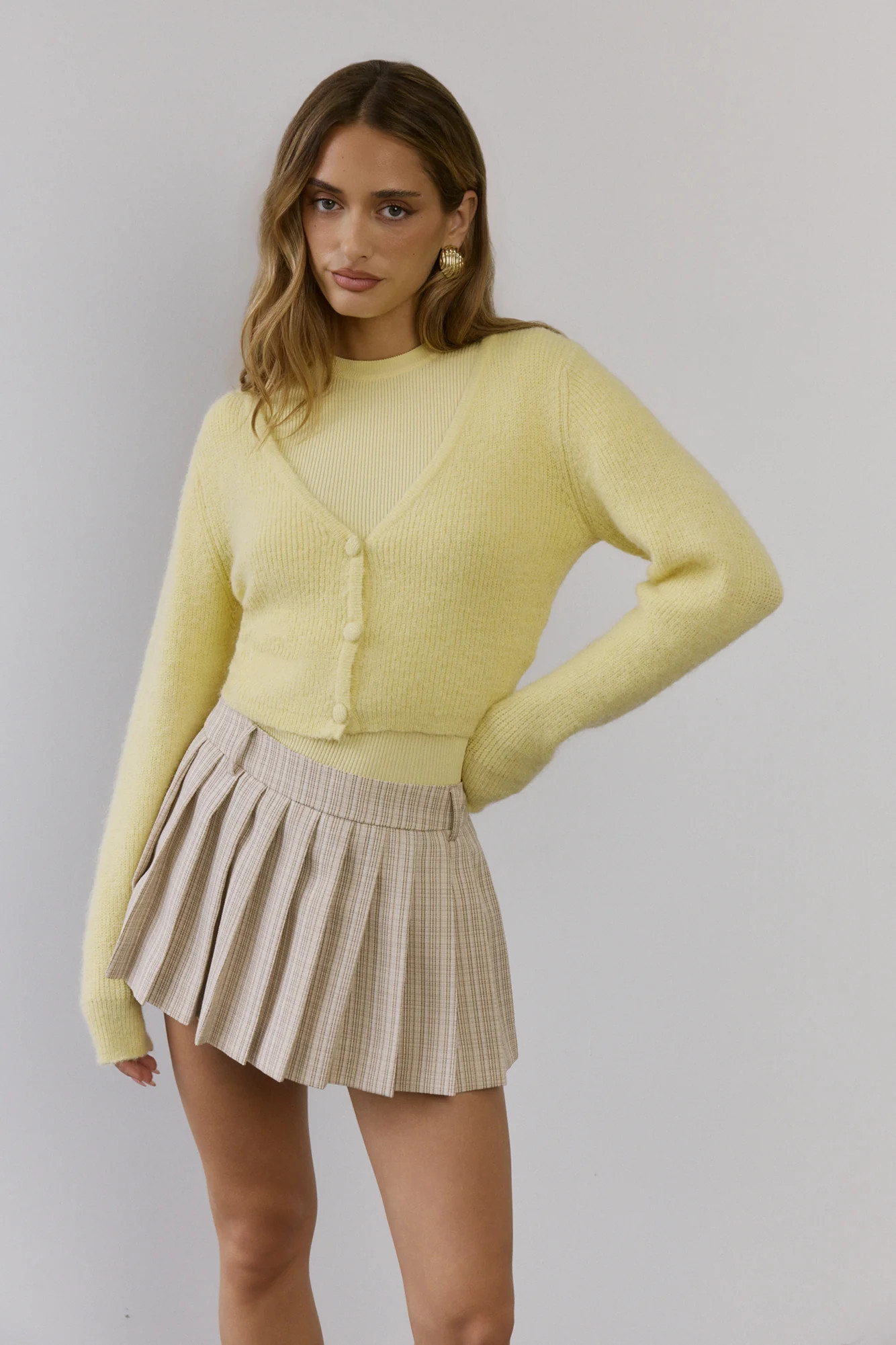 Soft Feel Fluffy Cardigan Yellow | Hello Molly (US)