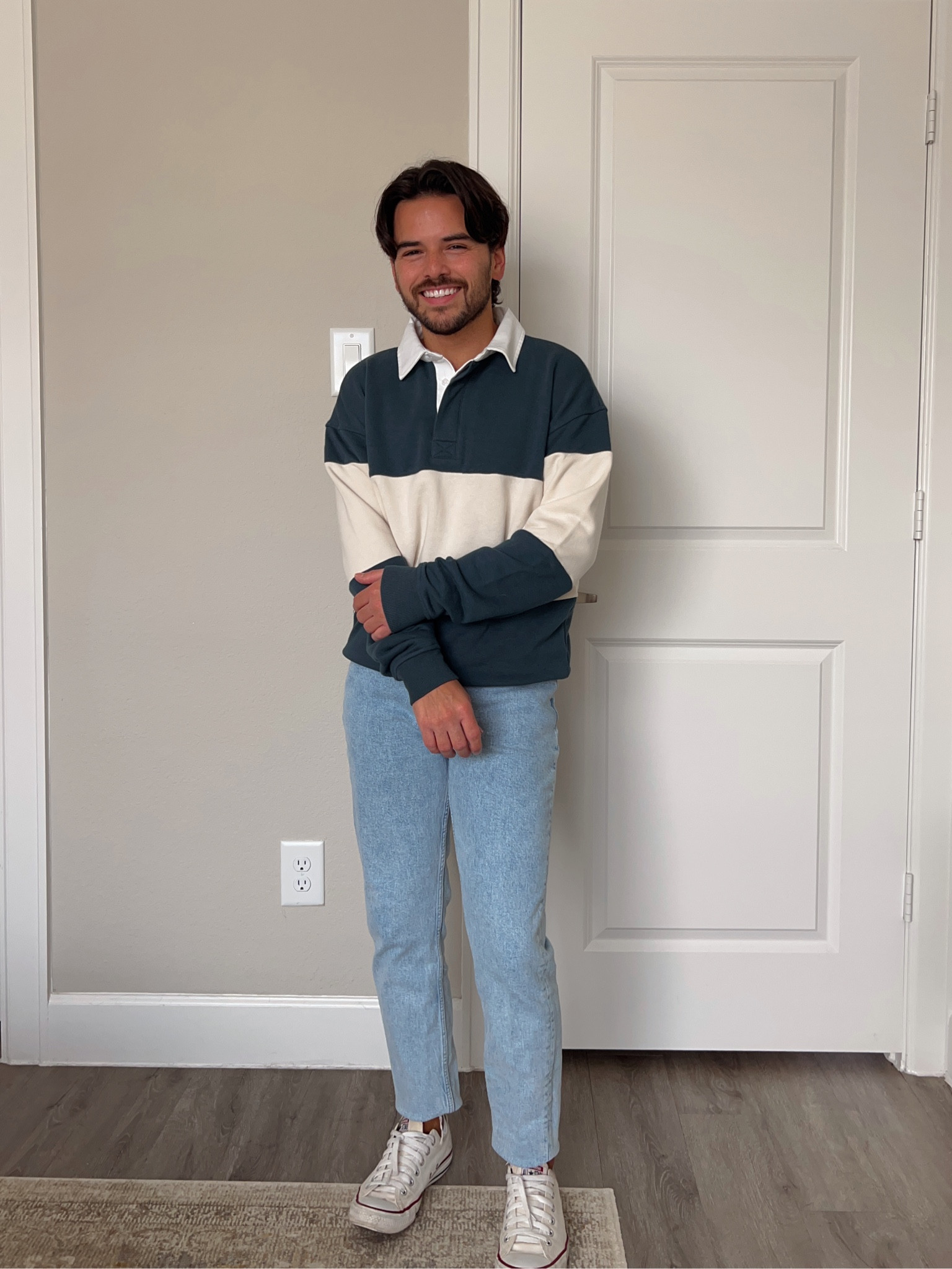 Long sleeve rugby polo | Fall Outfit ideas for him | transitional outfits ideas | back to college haul | back to school look | teacher work outfits | mens fashion 

#LTKworkwear #LTKmens #LTKSeasonal