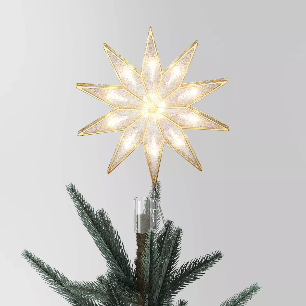 11.75" Pre-lit Plastic Starburst Christmas Tree Topper Gold - Wondershop™ | Target