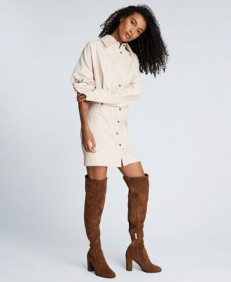 Women's Long-Sleeve Striped Shirt Dress | Macy's