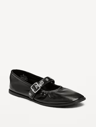 Faux-Leather Mary-Jane Scrunch Ballet Flats | Old Navy (US)