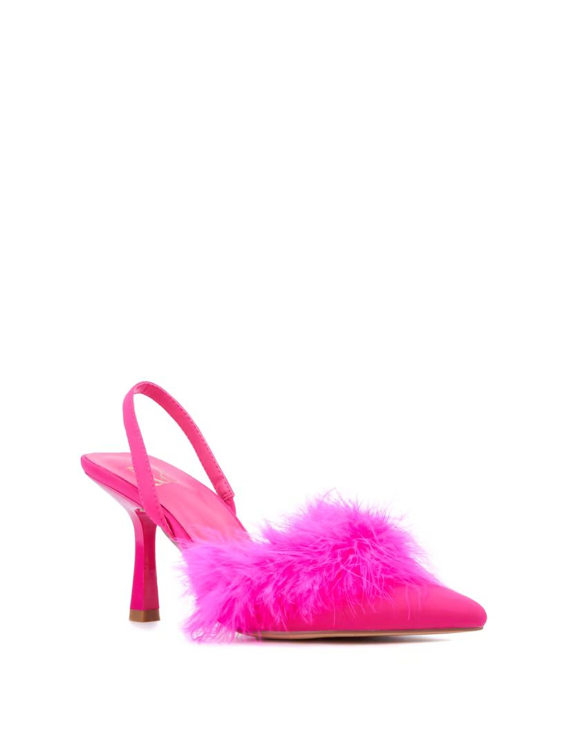 Feather-Embellished Slingback Heel | New York & Company