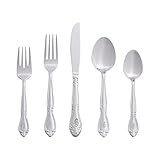 RiverRidge 5417-843-C Rose 46 Piece Monogrammed Flatware Set, Letter C, No size, Silver | Amazon (US)