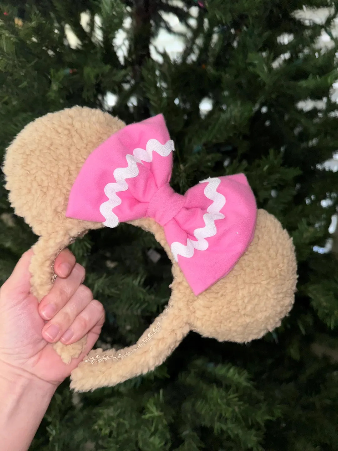NEW Pink Gingerbread Sherpa Mickey Minnie Mouse Ears, Holiday Christmas - Etsy | Etsy (US)